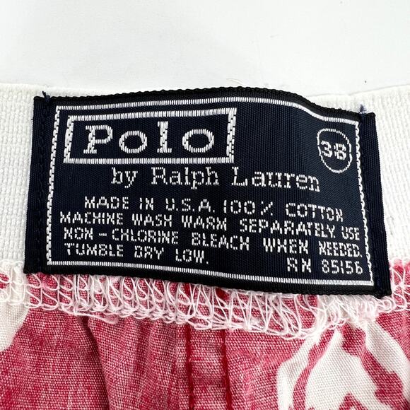 Polo by Ralph Lauren Mens Red Tropical Print 100% Cotton Boxer Shorts Size 38 - Picture 6 of 7